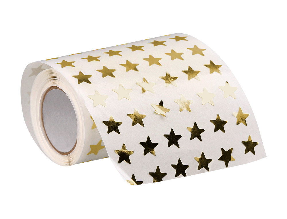 GOMETS LIDERPAPEL AUTOADHESIVO ESTRELLAS DORADAS SURTIDAS 2500 UNIDADES EN CAJA DE CARTON