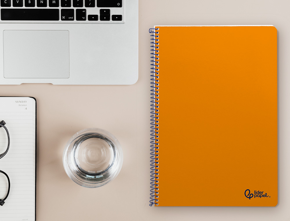 CUADERNO ESPIRAL LIDERPAPEL A4 SMART TAPA BLANDA 80H 75GR PAUTA 2,5MM CON MARGEN COLOR NARANJA