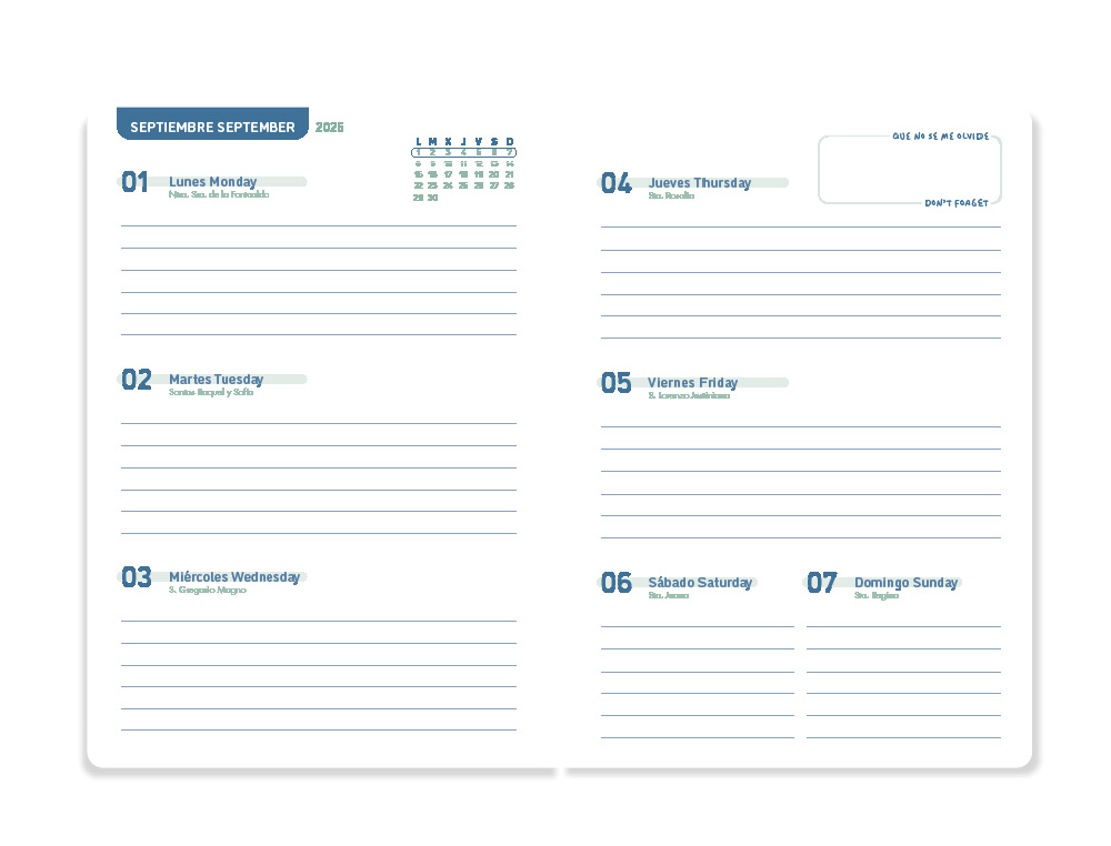AGENDA ESCOLAR LIDERPAPEL 25-26 ESPIRAL CLASSIC VERDE SEMANA VISTA A5 BILINGÜE PAPEL FSC 70 GR