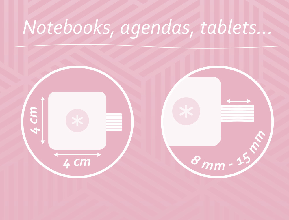 PORTABOLIGRAFO AUTOADHESIVO ANTARTIK PARA CUADERNO NOTE CON ELASTICO HASTA 15 MM GROSOR 1MM ROSA 40X40 MM