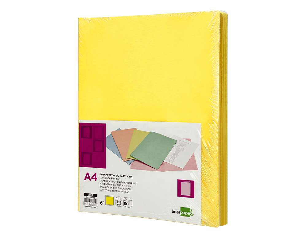 SUBCARPETA LIDERPAPEL DIN A4 AMARILLO INTENSO 180G/M2