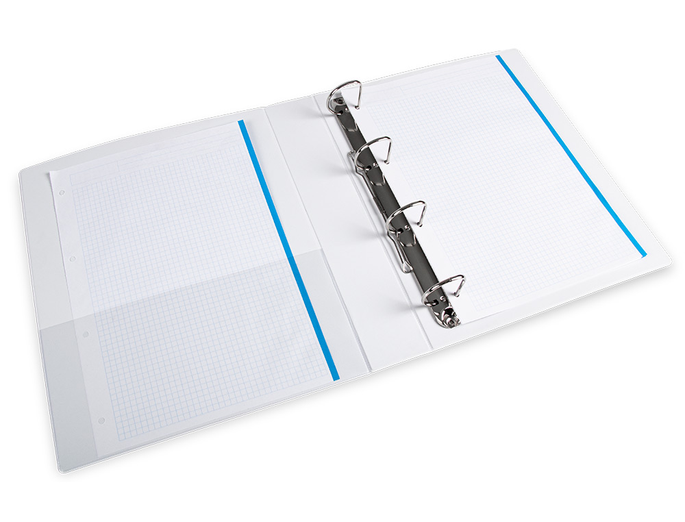 CARPETA CANGURO 4 ANILLAS MIXTAS 40MM LIDERPAPEL A4 PLASTICO COLOR BLANCO