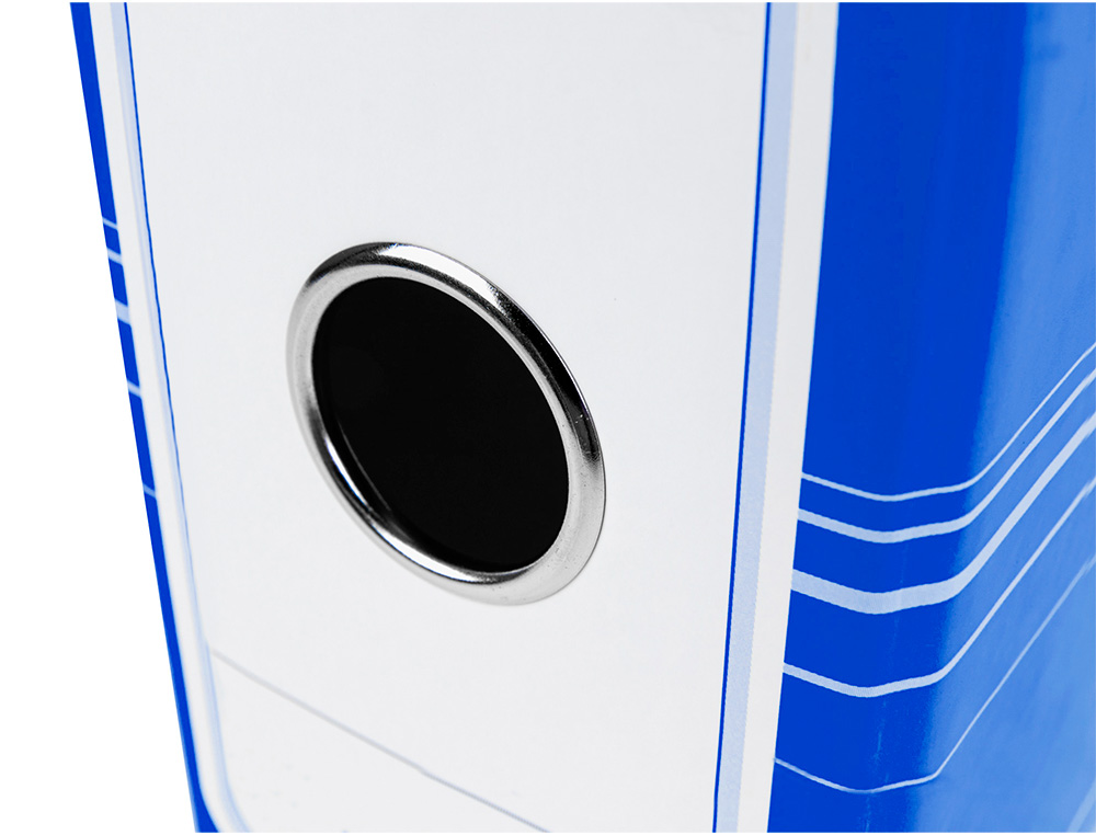 ARCHIVADOR DE PALANCA LIDERPAPEL A4 FILING SYSTEM FORRADO SIN RADO LOMO 80MM AZUL CON CAJA Y COMPRESOR METALICO