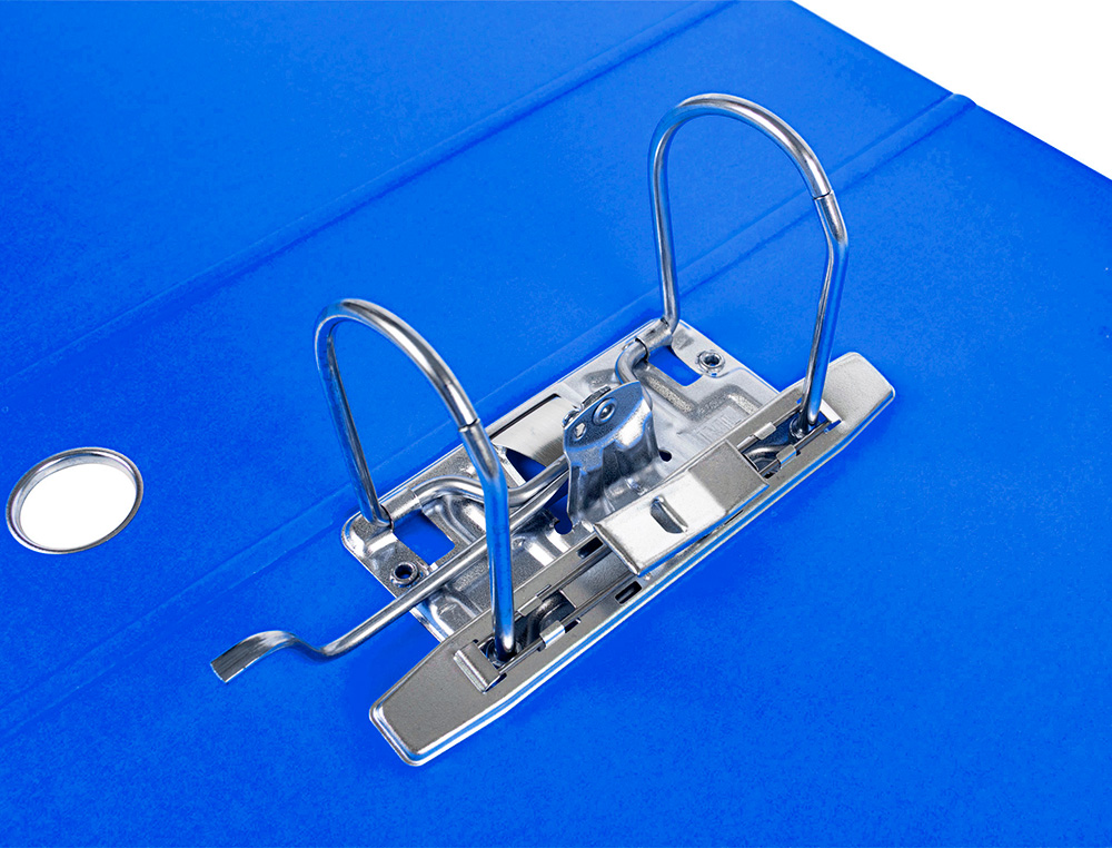 ARCHIVADOR DE PALANCA LIDERPAPEL A4 FILING SYSTEM FORRADO SIN RADO LOMO 80MM AZUL CON CAJA Y COMPRESOR METALICO