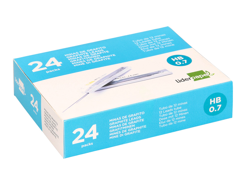 MINAS LIDERPAPEL GRAFITO 0,7 MM HB TUBO DE 12 MINAS LONGITUD 60 MM