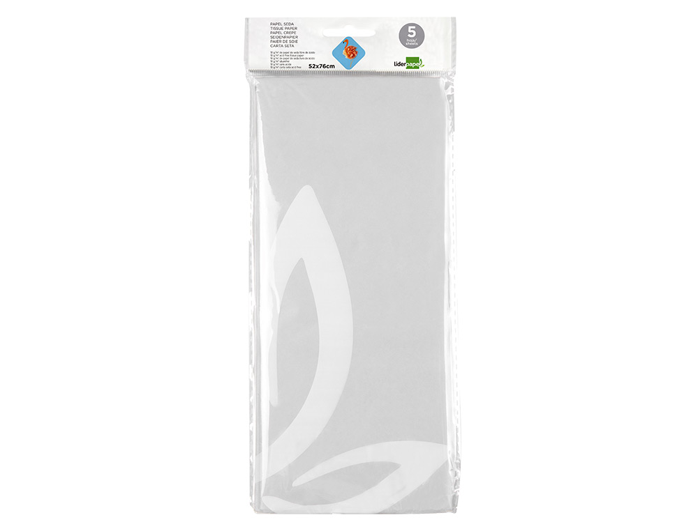 PAPEL SEDA LIDERPAPEL 52X76CM 18G/M2 BOLSA DE 5 HOJAS BLANCO