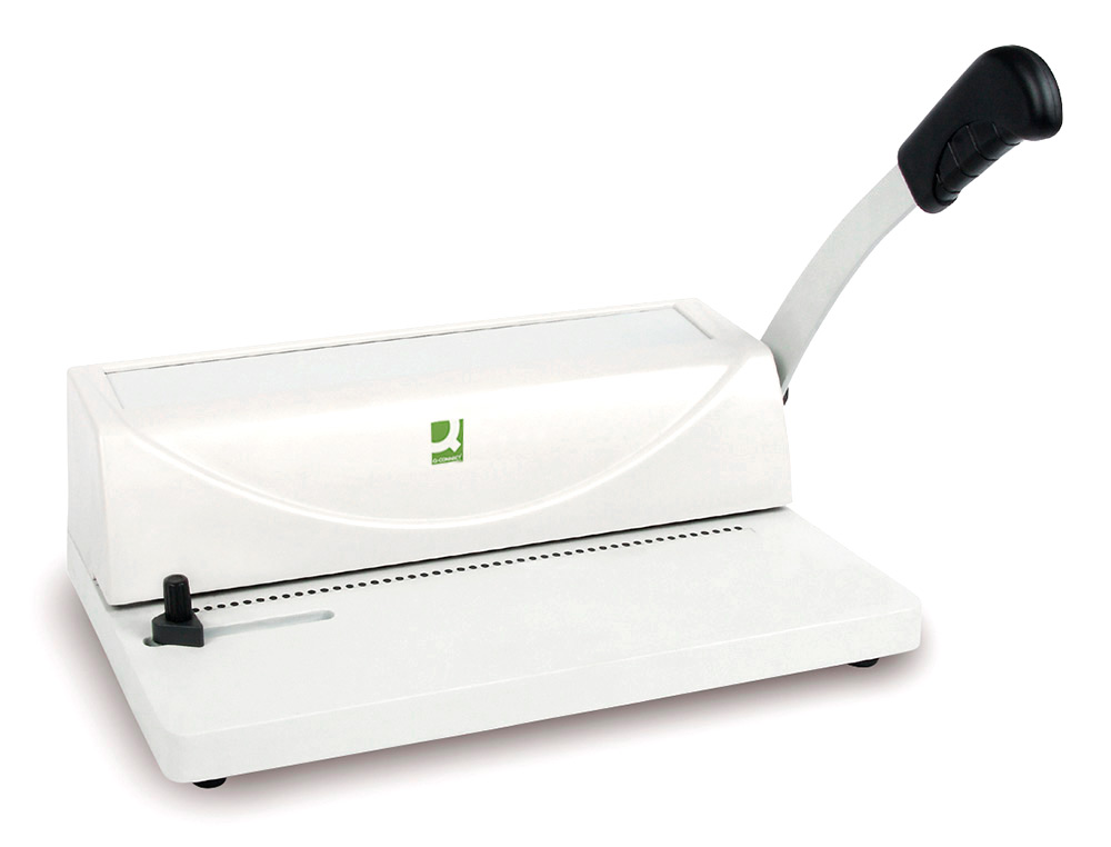 ENCUADERNADORA PARA ESPIRAL Q-CONNECT PERFORA 10 HOJAS TAMAÑO A4 ENCUADERNA HASTA 450 HOJAS PASO 5:1