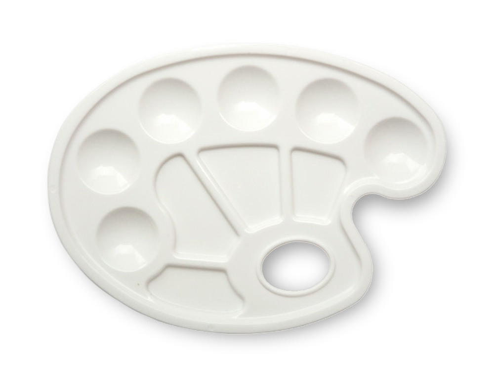 PALETA PLASTICO LIDERCOLOR OVALADA 10 HUECOS DIESTROS TAMAÑO 17X22,5CM