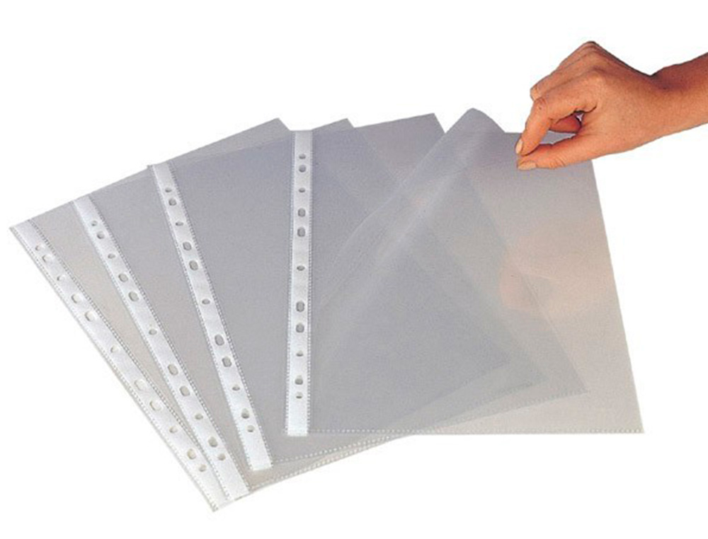 FUNDA MULTITALADRO Q-CONNECT DIN A4 100 MC CRISTAL BOLSA DE 100 UNIDADES