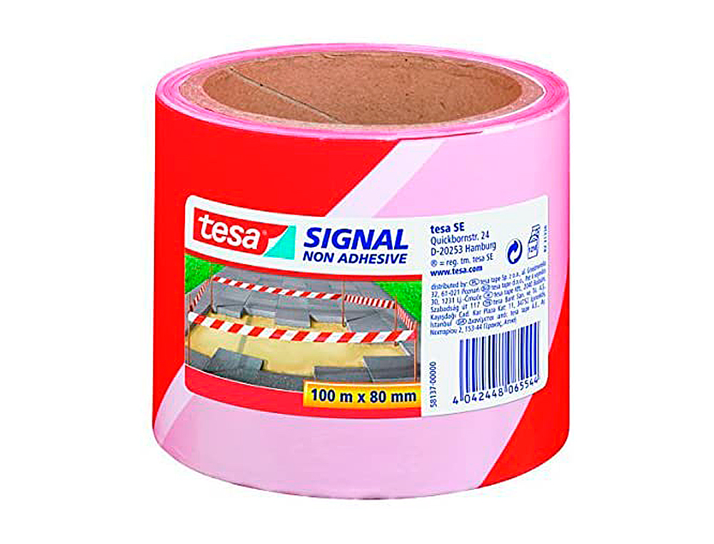 CINTA DE SEÑALIZACION TESA ROJO Y BLANCO 100MT X 80 MM