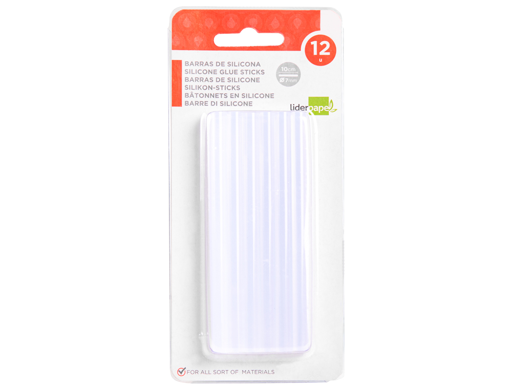 BARRA TERMOFUSIBLE LIDERPAPEL DE 7 MM DE DIAMETRO X 100 MM DE ALTO BLISTER DE 12 UNIDADES