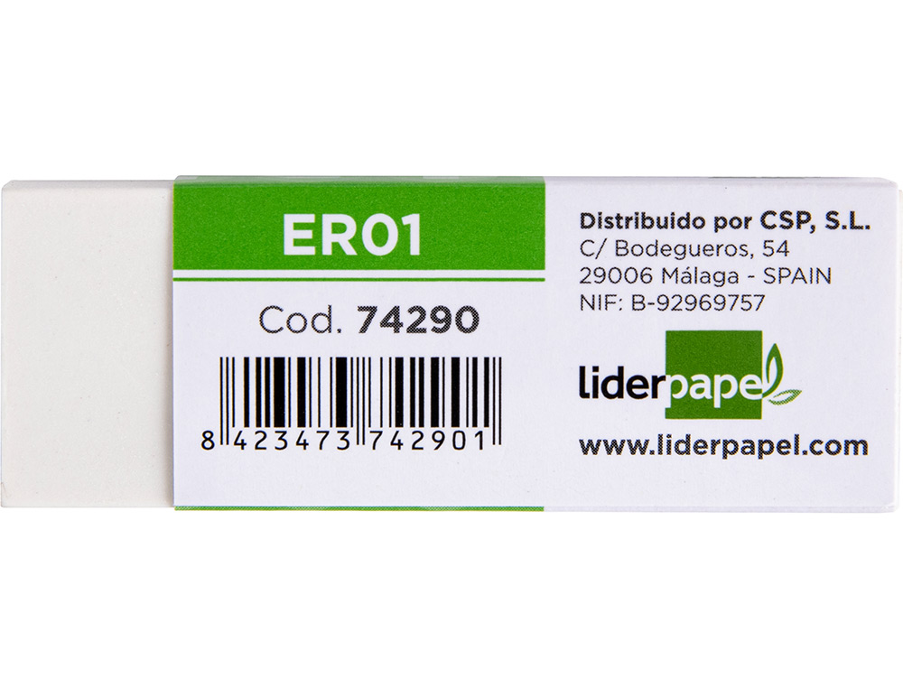 GOMA DE BORRAR LIDERPAPEL BLANCA UNIDAD