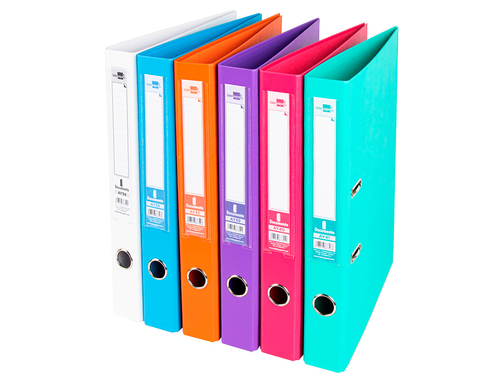 ARCHIVADOR DE PALANCA LIDERPAPEL FOLIO DOCUMENTA FORRADO PVC CON RADO LOMO 52 MM COLORES SURTIDOS TRENDING