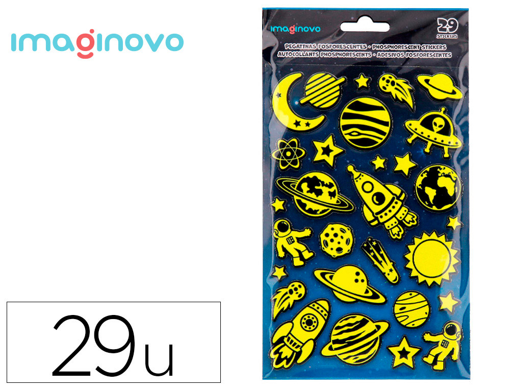 PEGATINAS IMAGINOVO LUMINOSAS PLANETAS CON RELIEVE 190X105 MM EN BLISTER