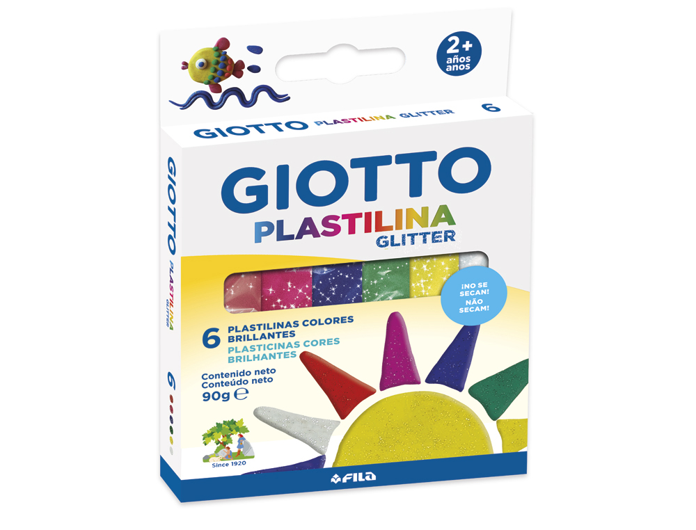 PLASTILINA GIOTTO GLITTER CAJA DE 6 UNIDADES COLORES SURTIDOS