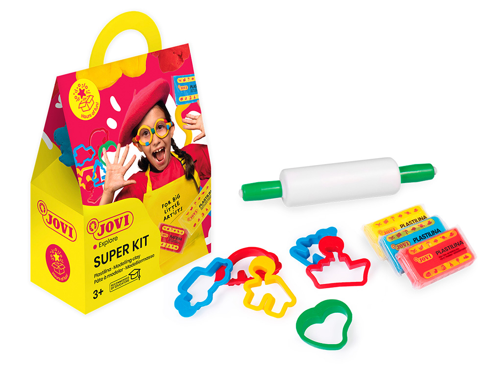 PINTURA A DEDOS JOVI PASTEL SUPER KIT 4 BOTES 35 ML + 20 PLANTILLAS